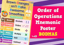 Order Of Operations Mnemonic Poster