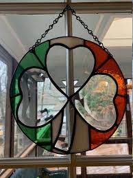 Stained Glass Irish Flag Shamrock