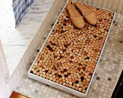 bath mat with recycled wine corks
