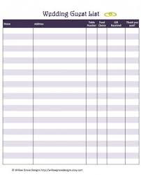 Wedding Checklist Printable Guest List Wedding Planning