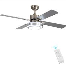 Indoor Ceiling Fan Light Fixtures Finxin Remote Led 52 Brushed Nickel Ceiling Fans For Bedroom Living Room Dining Room Including Motor Remote Switch 4 Blades Amazon Com