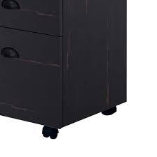 black file cabinet with caster wheels