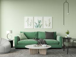 what color wall go with green sofa