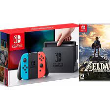 COMBO Máy chơi Game Nintendo Switch With Neon Blue Red Joy-Con + The Legend  of Zelda: B