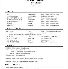 Talent Resume Template Actor Resume Samples Resume Template