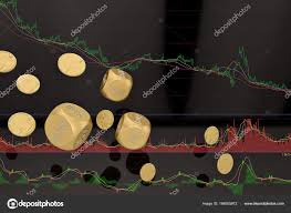 Stock Concept Dices And Coins On Stock Chart 3d Illustration
