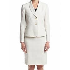 Le Suit New Beige Womens Size 14 Textured Shawl Collar Skirt Suit Set