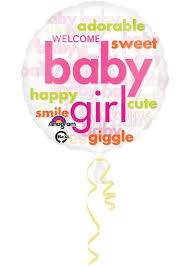 Baby Shower Girl Baby Girl Word Cloud 18in Foil Balloon Baby