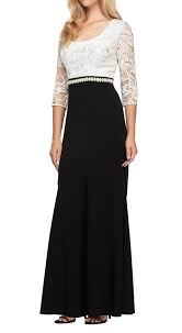 Details About Alex Evenings Embroidered Bodice Crepe Fit Flare Gown Dress Sz 4 Black White