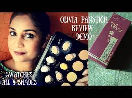 olivia panstick all 8 shades swatches