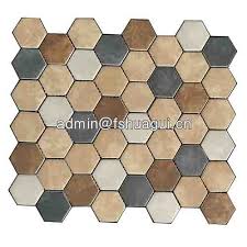 brown mixed hexagon mosaic tiles vinyl