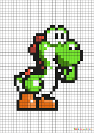 Pixel 2(niveau a1) méthode de français. Pixel Art Yoshi Dinosaure Par Tete A Modeler