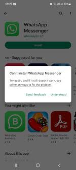not able to install whatsapp messenger