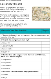 Reading the facts is one thing (and it can be sufficient if your kid . A Geography Trivia Quiz Pdf Free Download