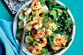 prawns with green olives lemon pine