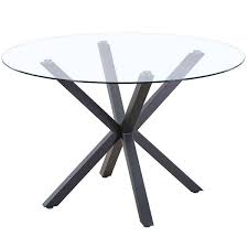 Homebase Ludlow Round Glass Dining Table Charcoal Grey