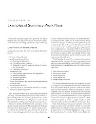 Chapter 6 Examples Of Summary Work Plans Integration Of Analysis