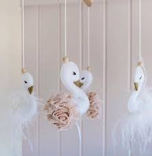 swan nursery decor crib mobile