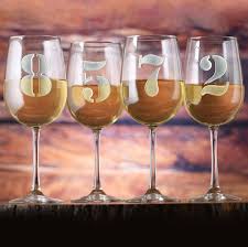 Numbers 1 8 Engraved Wine Glasses Set