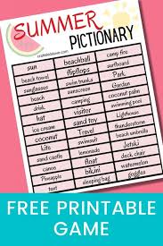 free printable summer pictionary game