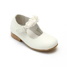 Lamour Girls P604 White Flats With Rosettes