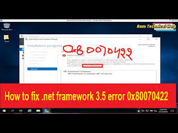 fix net framework 3 5 error 0x80070422