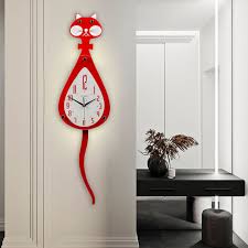 Blesiya Cat Wall Clock Swinging Tail