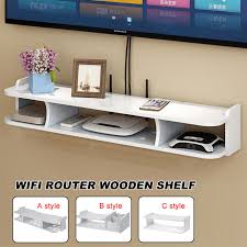 Wall Mounted Wooden Media Shelf Wifi