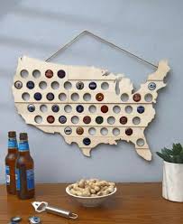 Usa Beer Cap Map Natural Wood Beer