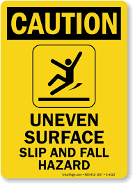 uneven surface slip and fall hazard
