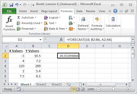 Ms Excel How To Use The Forecast Function Ws