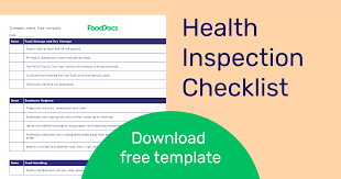 health inspection checklist template