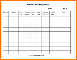 Monthly Bill Template Free Report Templates Household