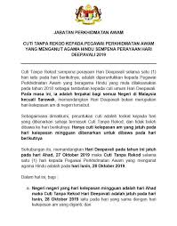 Analisa cuti perayaan utama 2019. Jabatan Perkhidmatan Awam Jabatan Penerangan Malaysia Facebook