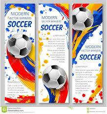 Soccer Ball Banner Of Football Sport Game Template Stock Vector