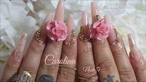 La mejor opcion para ideas para decorar tus uñas! Unas Acrilicas Rosa Con Dorado Youtube