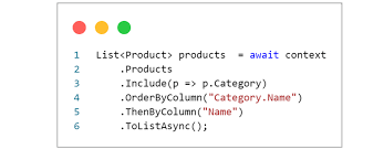ef core order by string column name