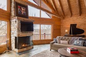 Contemporary Fireplace Meet Cabin In