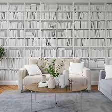 Shelves With Books Mural Black And