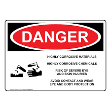 osha sign danger highly corrosive