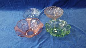 light pink depression glass bowl 22 cm