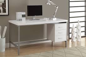 Keeping the desk simple and decorating around it allows you to make changes when you get bored of your current setup. 60 L White Computer Desk With Silver Metal Drawers On One Side The Office Furniture Depot
