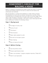steps to building a house checklist