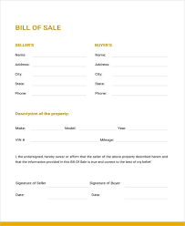 Generic Bill Of Sale Template 17 Free Word Pdf Document