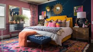 the eclectic bedroom features a mix of