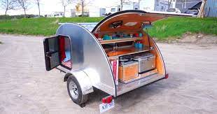 Camper trailer with solar panels. Hand Built Teardrop Camper Trailer With Solar Power Running Water