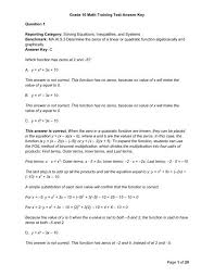 Grade 10 Math Training Test Answer Key