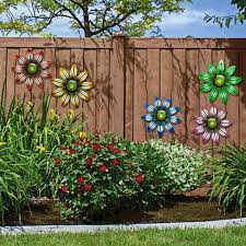 Metal Flower Wall Art Outdoor Fence