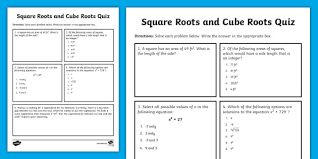 Square Roots And Cube Roots Quiz