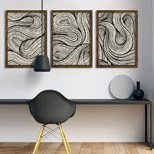 Swirl Lines Wood Frame Wall